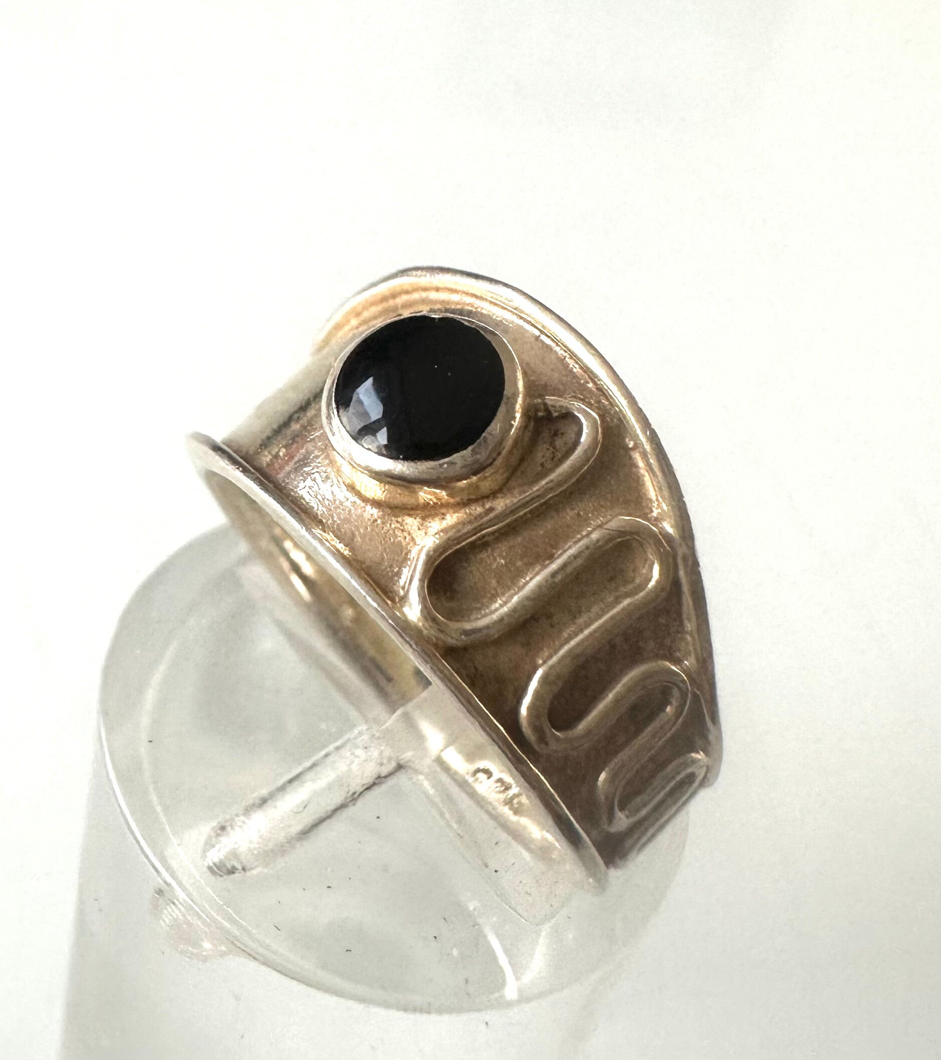 Designer Ring 925 Silver With Onyx Insert! - Etsy