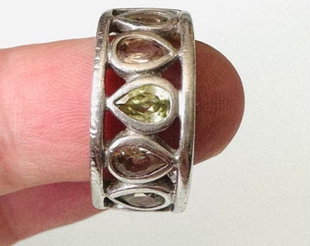 Gorgeous large statement ring 925 silver from TC Peridot Citrine gemstone ring!