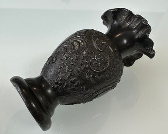 Art Nouveau vase cast iron black tin metal iron vase 9.6 cm high