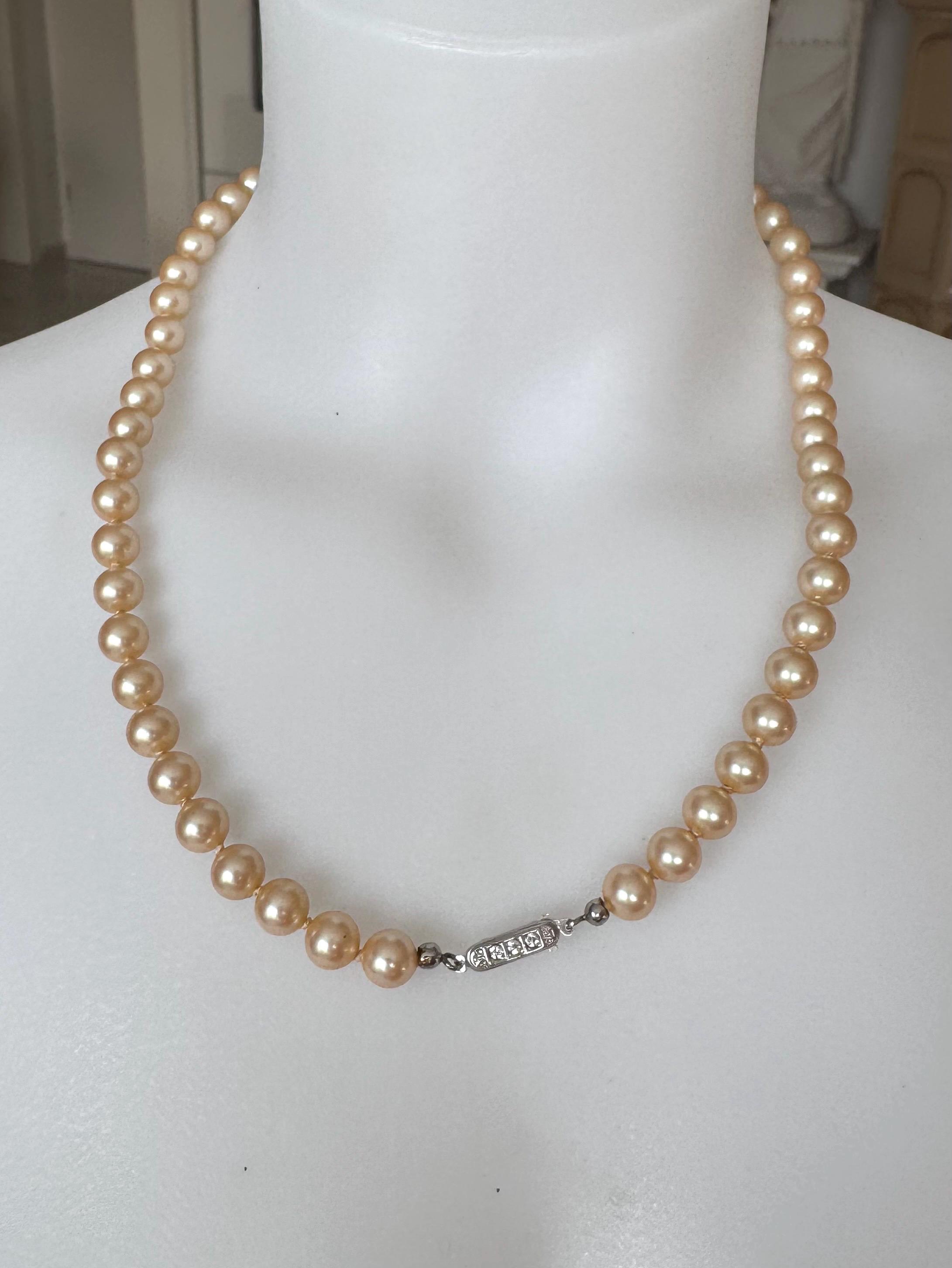 Collier Ancien En Perles Fines - Fermoir Argent Vermeil - Occasion