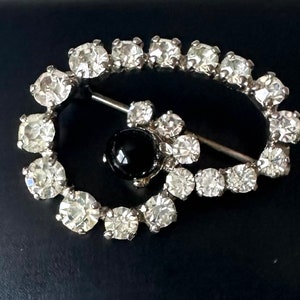 Pretty Art Deco rhinestone brooch vintage designer jewelry!