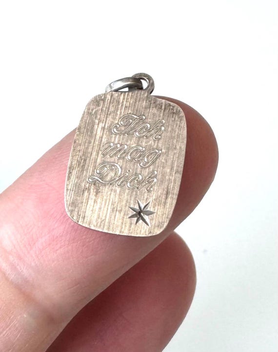 925 Silber Anhänger mit Gravur "Ich mag dich" Vintage Meistermarke B im Herz !