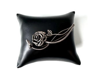 Art Nouveau 800 silver brooch, rose design, antique jewelry, ap master mark!