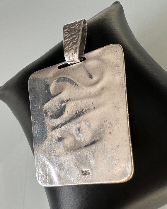 Large 925 silver pendant Brutalist Modernist Vintage! - Gem