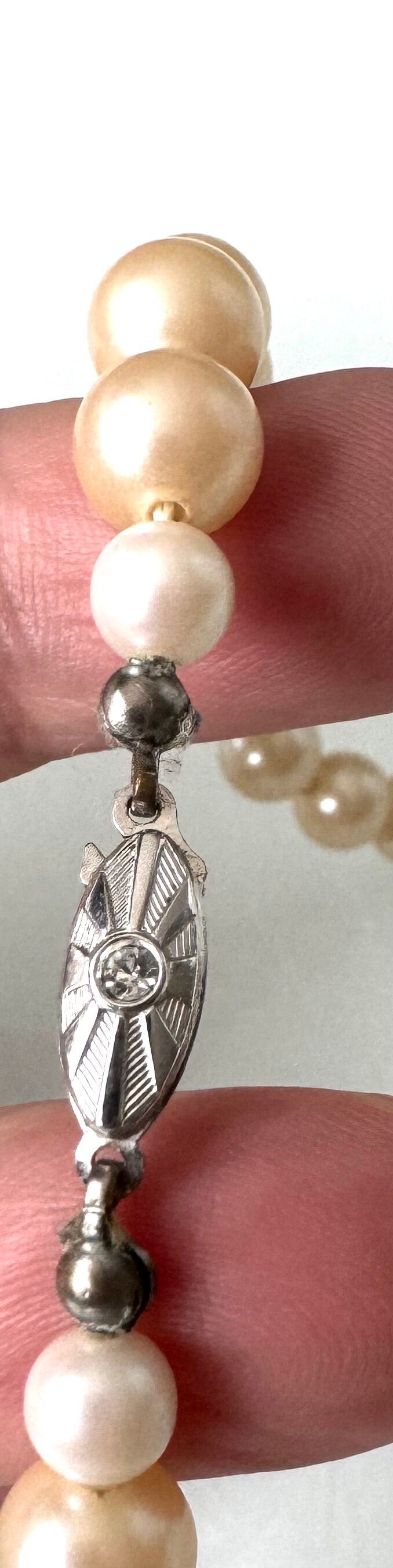Collier Perles De Culture 4mm - Argent 925 - Fermoir Vintage - Fait En Italie Années 80