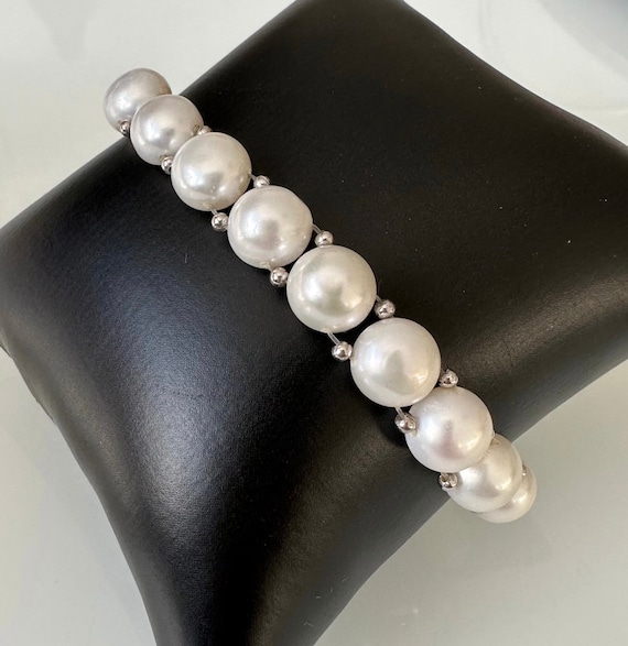 Pulsera Plata Mujer 925 Pulsera De Perlas Con Plata 925 – Elástica