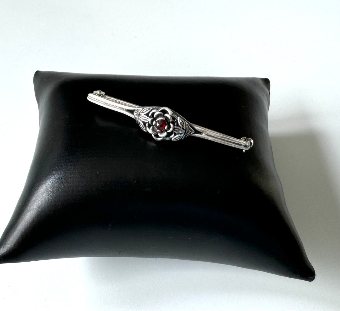 Broche Ancienne Art Nouveau En Grenats - Marque FIX - Plaqué Or - Occasion