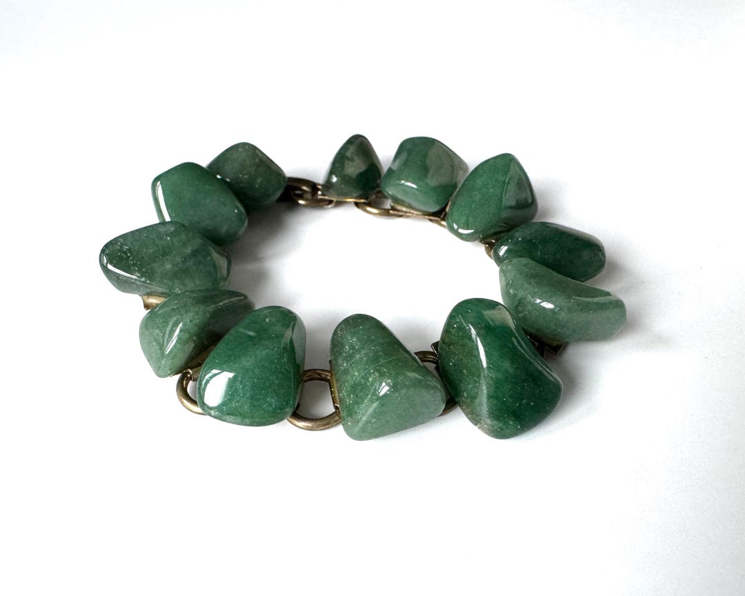 Vintage Modernist Bracelet With Green Stones Costume Jewelry Stone ...