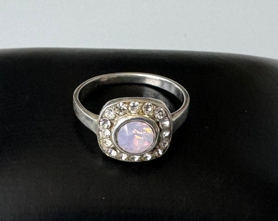 925 Silber Ring mit Rosa und Klaren Strass Steine… - image 6