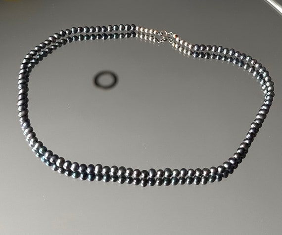 Perlenkette mit Silberkugeln 925 Silber - dunkle … - image 3