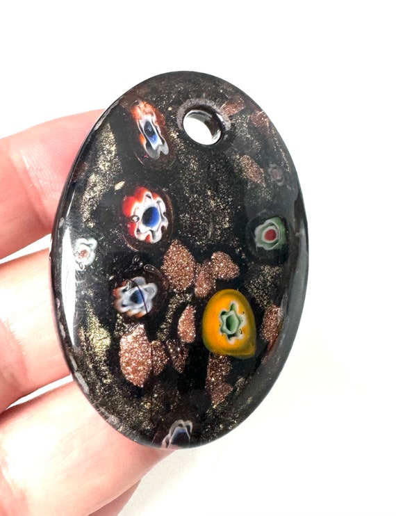 Large Murano glass pendant with bronze flakes! - image 3