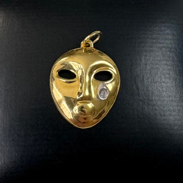 333 Gold Anhänger Venezianische Maske mit funkelndem Diamantbesatz 8 Karat !