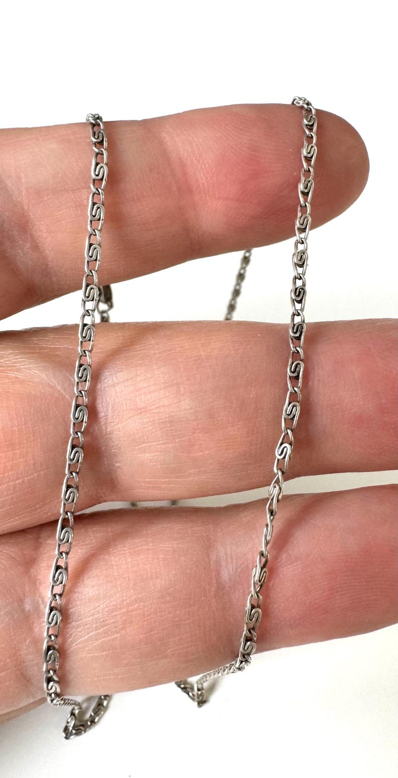925 Silver Link Chain in Snail Design Vintage Jewelry From the 80s Etsy