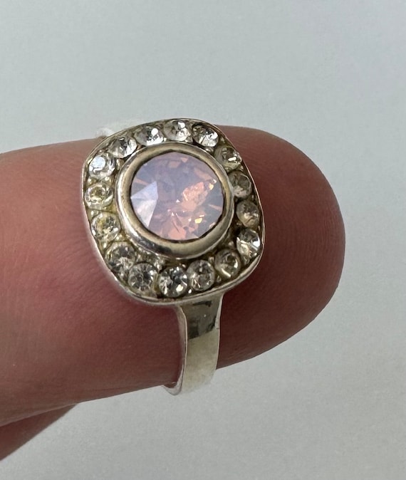 925 Silber Ring mit Rosa und Klaren Strass Steine… - image 1