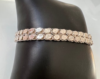 Joli bracelet argent 800 bijoux en argent Asie d'Orient réalisé en deux rangs 18 cm