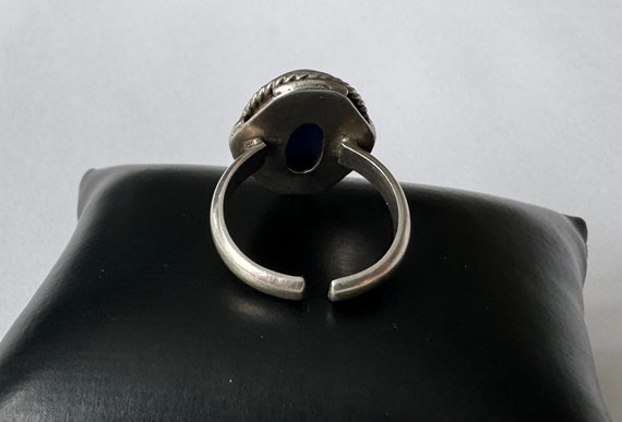 Vintage 925 Silber Ring mit Blauem Glasstein - Ei… - image 5