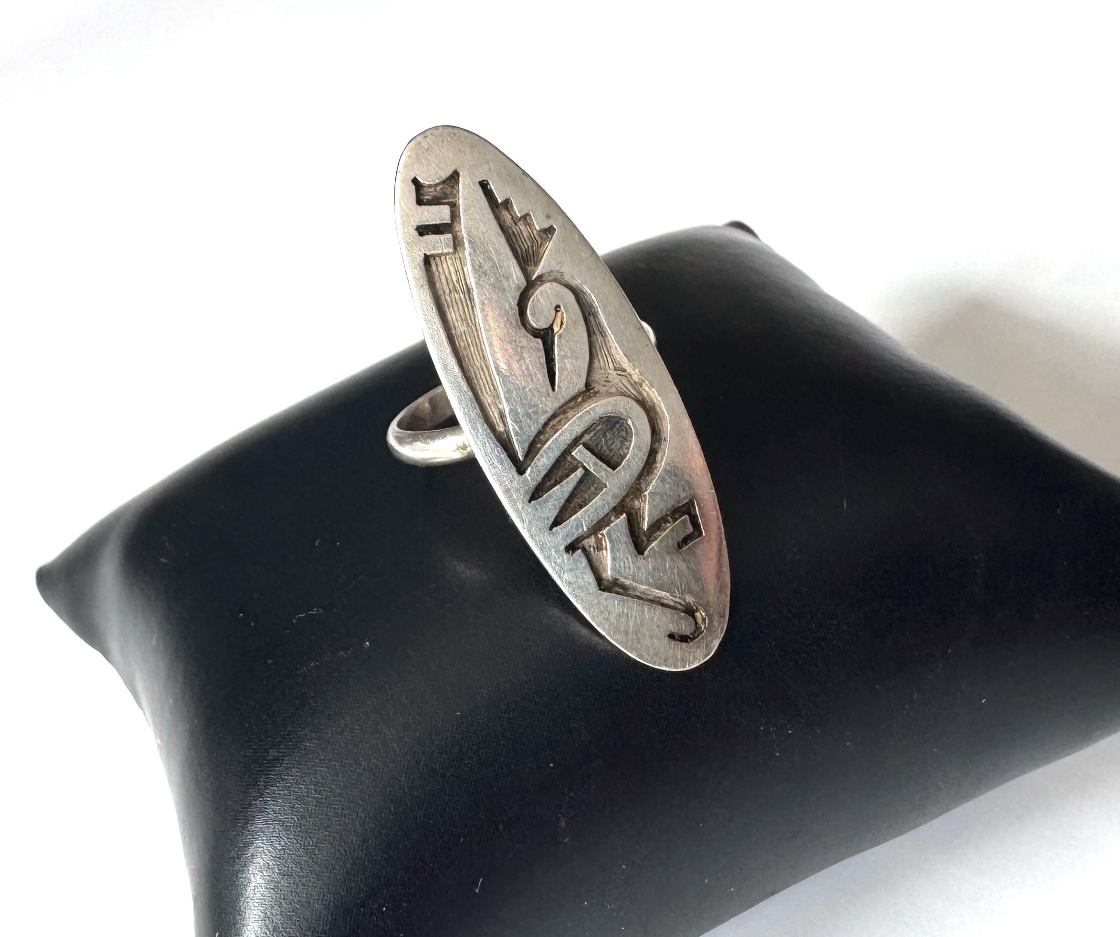 XXL Ring Clifton Mowa Hopi Sterling Silver Native American Jewelry