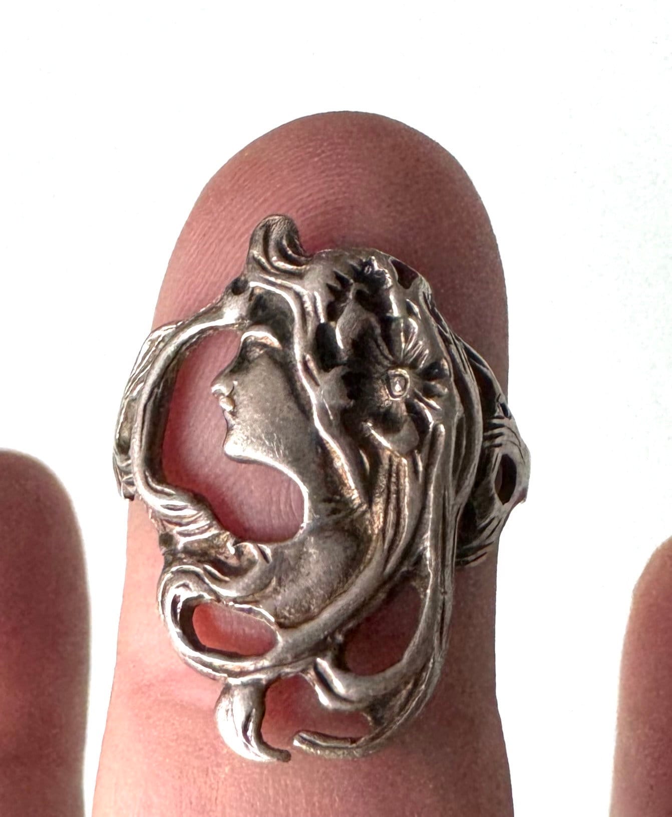 6-Piece Antique Sterling Silver Plated Art Nouveau Connector – 2-Ring Design For Jewelry Making