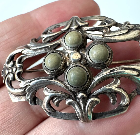 Broche Ancienne Vintage En Métal Plaqué Or Avec Strass - Bijou Rétro, Occasion