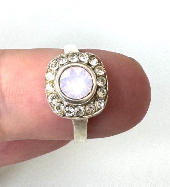 925 Silber Ring mit Rosa und Klaren Strass Steine… - image 2