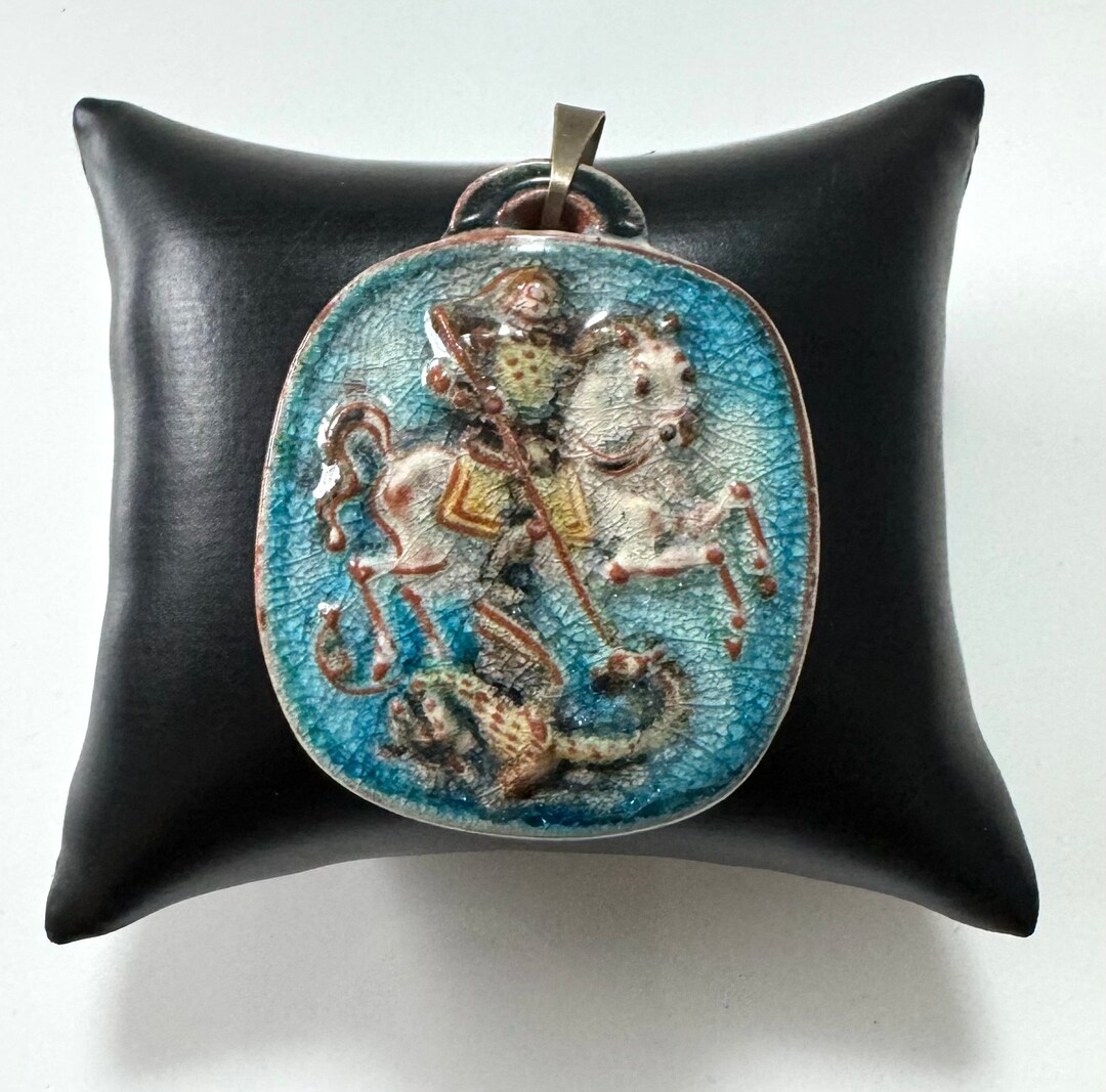 Kathedrale Art Krippen-Medaille Mit Pferd – Blau, 2–1/2 X 2 Zoll, Mit Aufhängeband