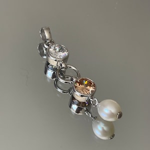 Pendant 925 silver refined with colored stones and pearl - 5.5 cm long