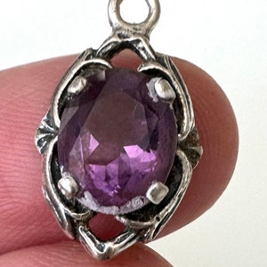 Antique Silver Amethyst Pendant Art Nouveau!