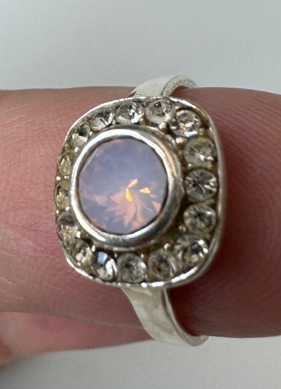 925 Silber Ring mit Rosa und Klaren Strass Steine… - image 3