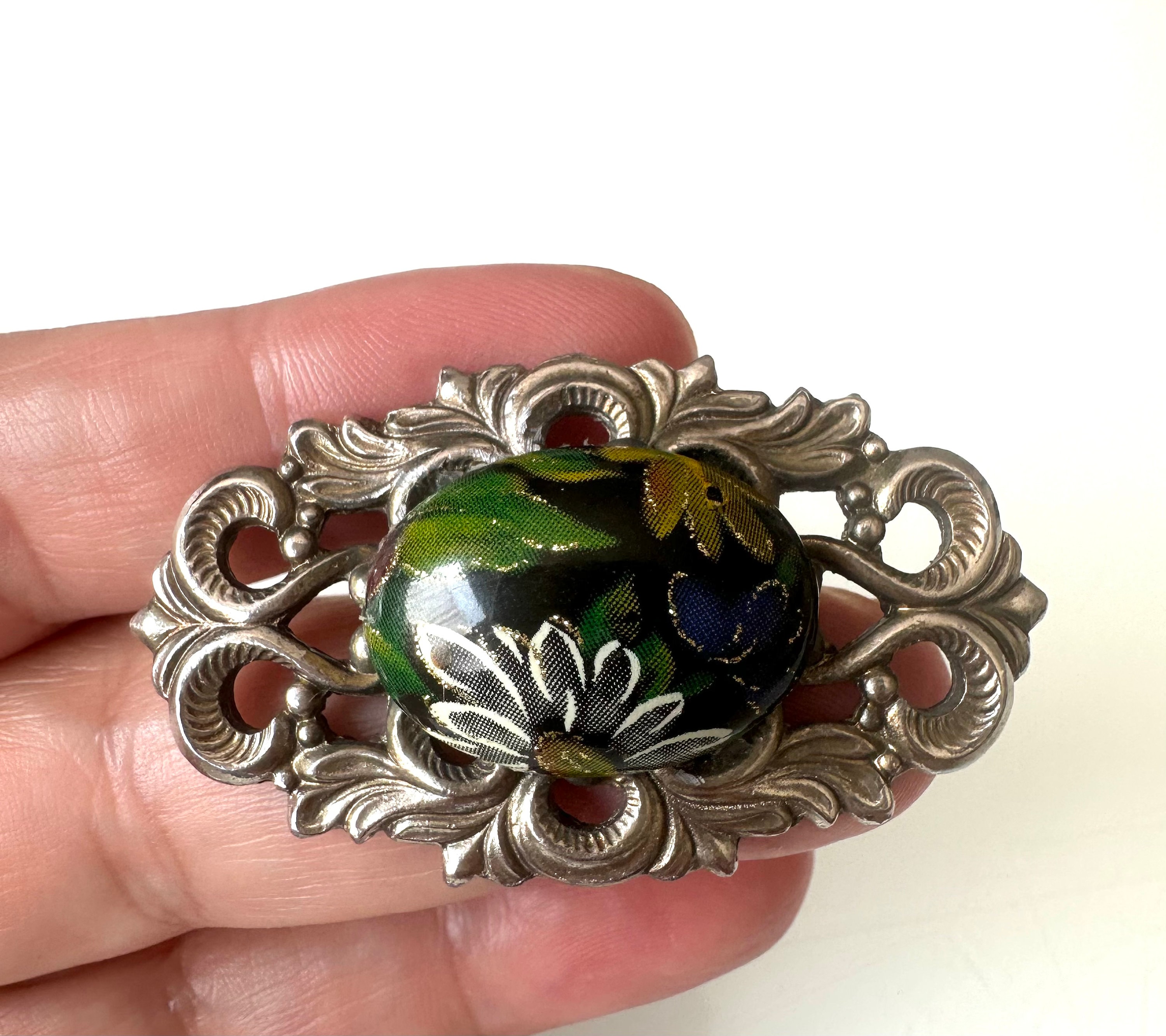 Broche Vintage Baroque Dorée Avec Strass - Bijou Fantaisie
