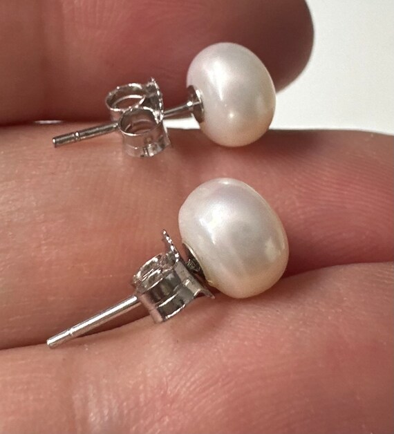 Boucles D'oreilles Puces En Argent Massif 925/1000 - Perle Et Fermoir Clou - Occasion