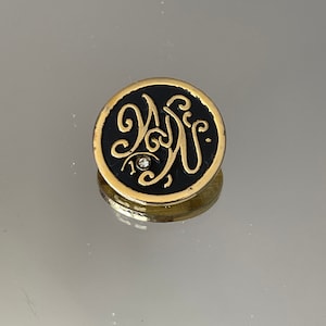 Vintage brooch Weight Watchers gold black with glitter stone!