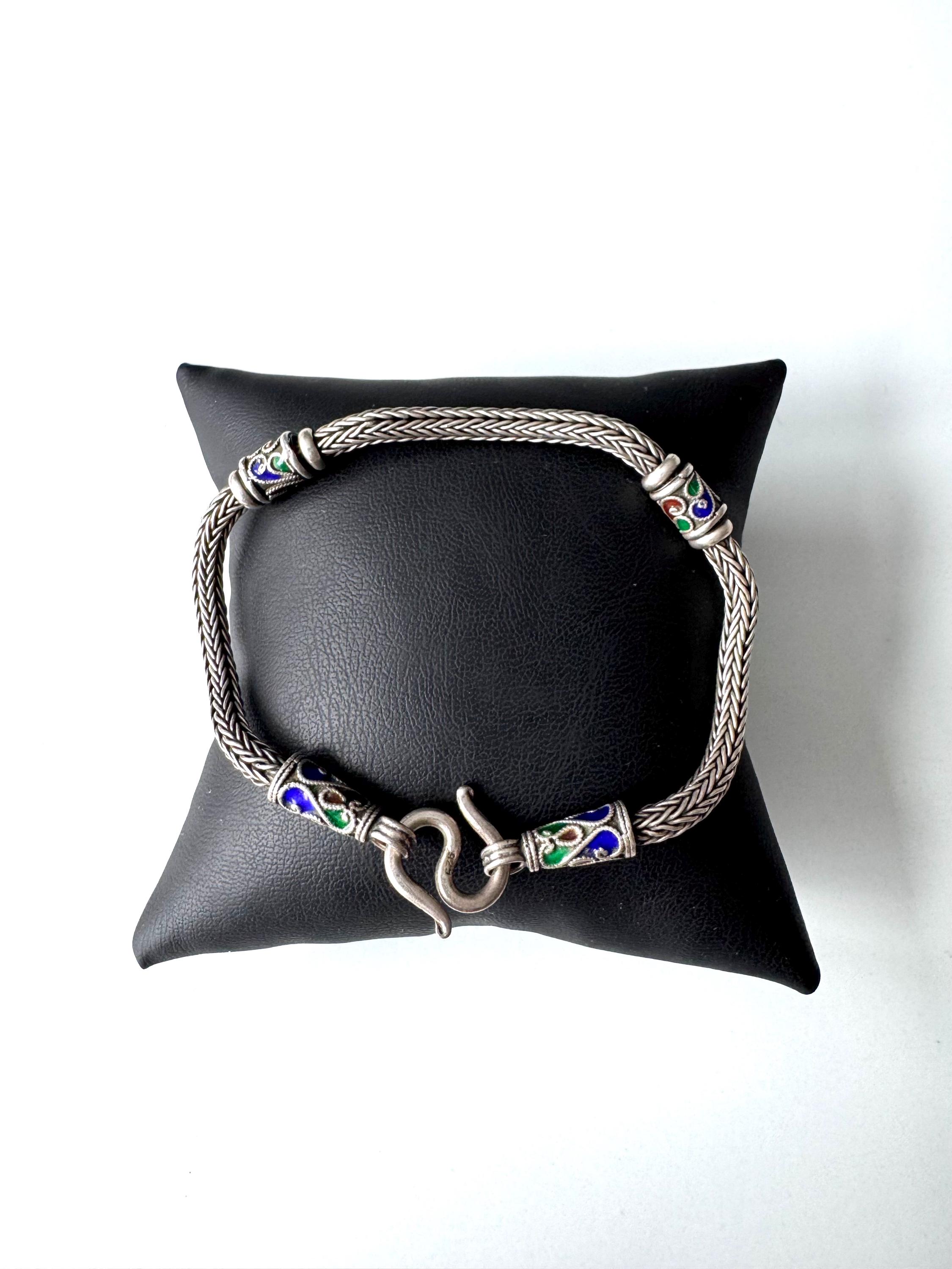 Bracelet Argent Massif Style Asie - Indonésie Thaïlande Cambodge - Occasion