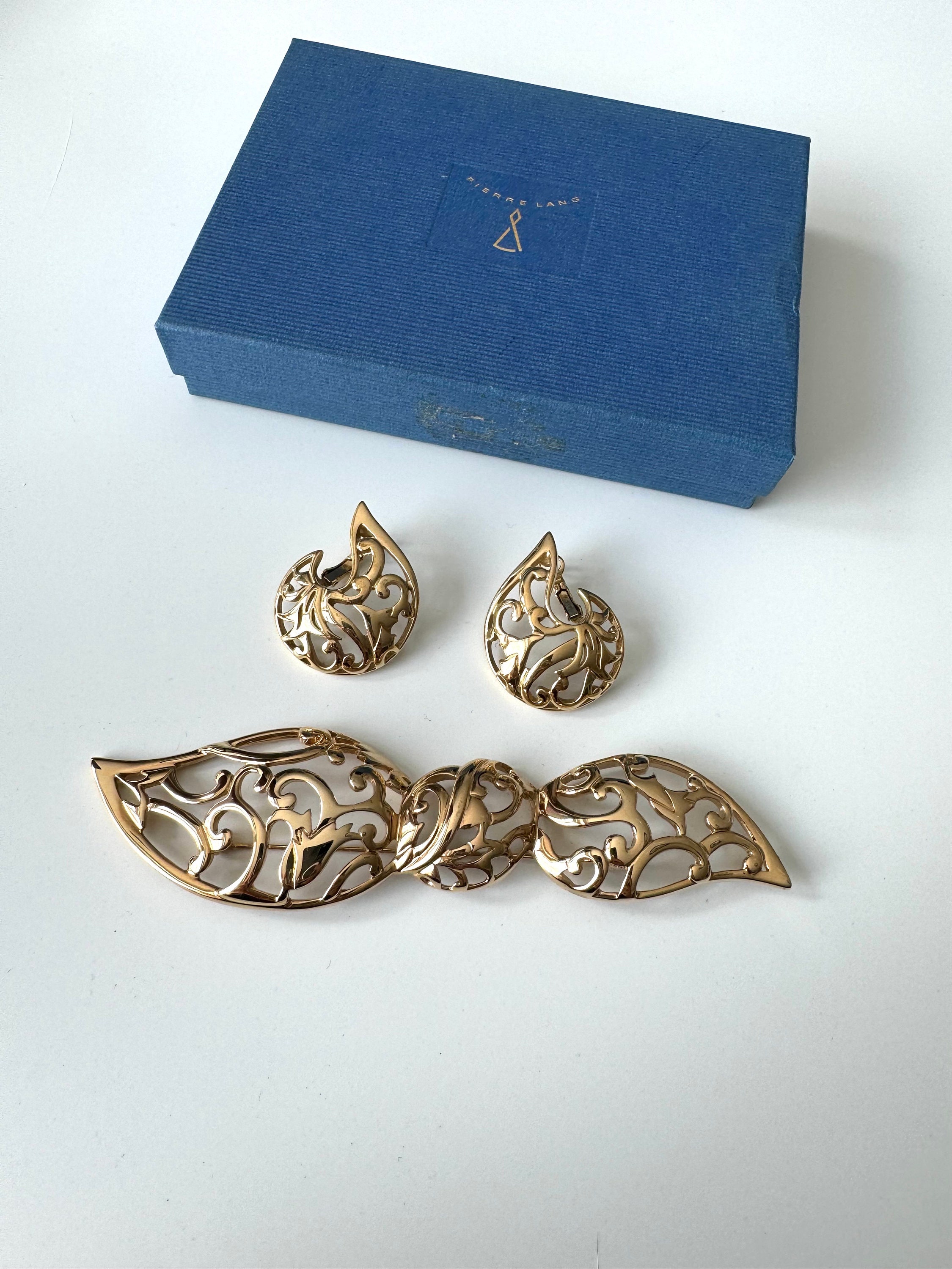 Collier Et Broche Ange Pierre Lang - Doré, Occasion, Fabriqué En France