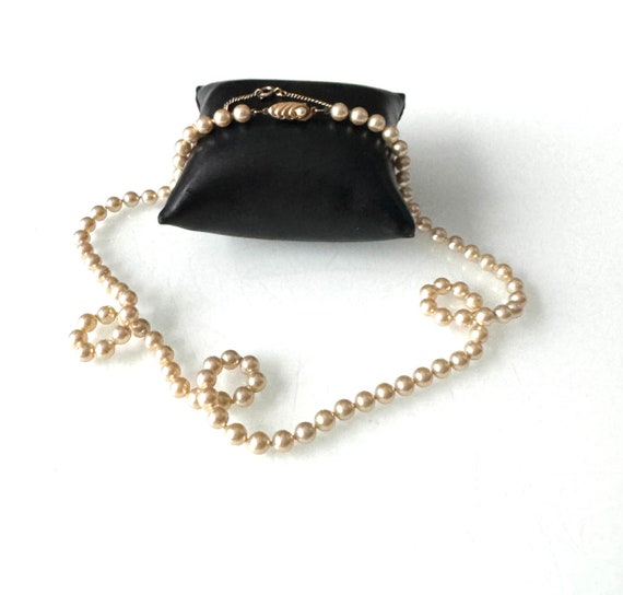Elegante Vintage Perlenkette mit vergoldetem 925e… - image 1
