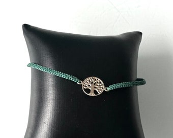Braided bracelet design with Tree of Life pendant, 925 silver!