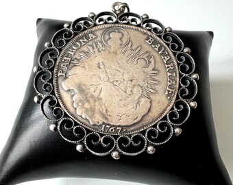 Silver Thaler Pendant Patrona Bavariae 1767 Bavaria Madonnataler
