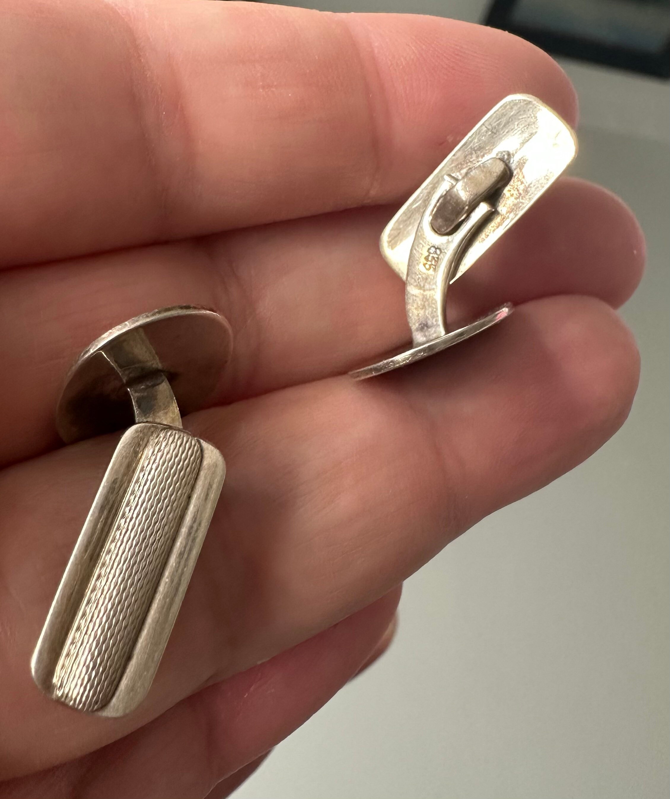Boutons De Manchette Anciens Argent 835 - Paire Pour Homme