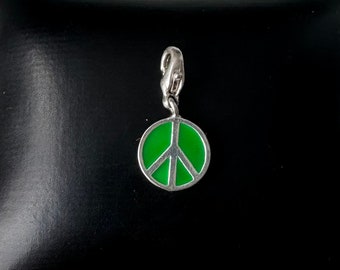 Exclusive 925 silver charm "Peace" with green enamel!