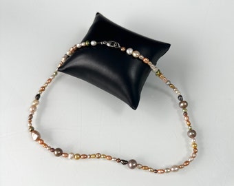 Colorful pearl necklace with 925 silver clasp!