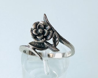 Art Nouveau 925 Silver Ring Rose Design!