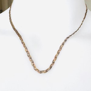 925 silver necklace three-tone gold-plated, braided in silver, red gold and yellow gold!