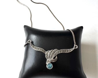 Collier Chapelet Art Déco - Métal Argenté - Style Art Nouveau - Occasion