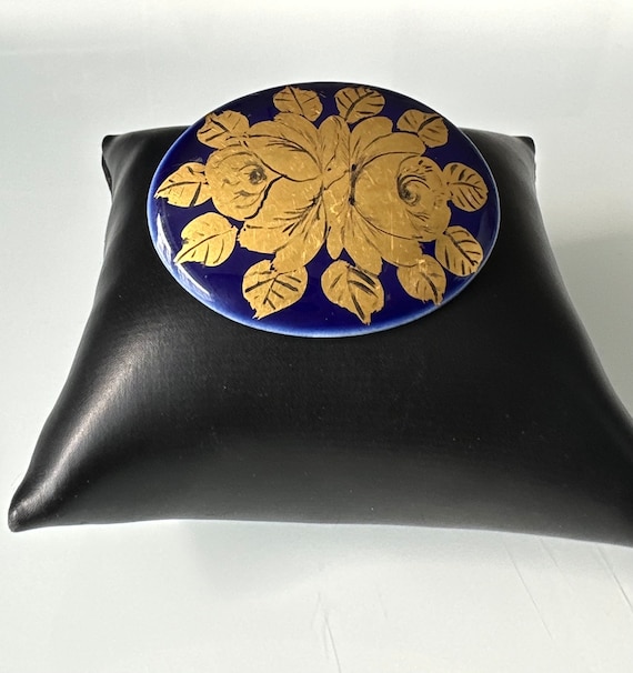 BROOCHE Vintage En Métal Argenté Avec Grosse Pierre Bleue - Belle Brillance