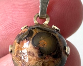 935 silver pendant with agate cabochon, antique jewelry!