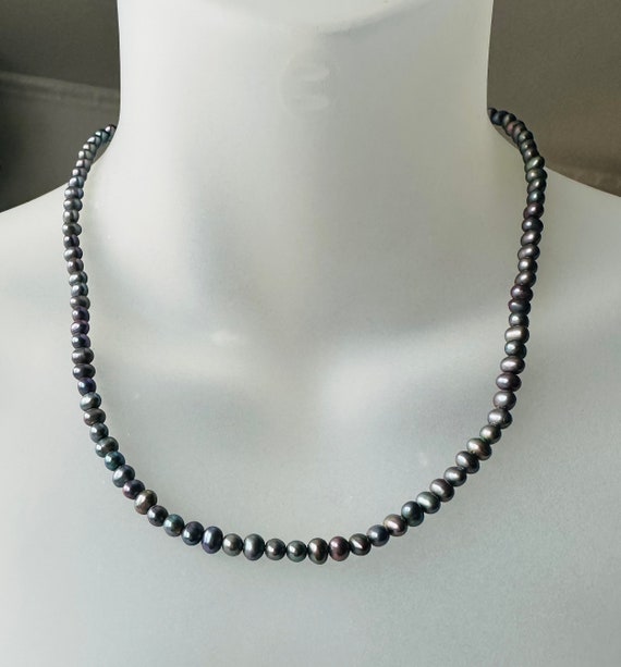 Perlenkette mit Silberkugeln 925 Silber - dunkle … - image 1