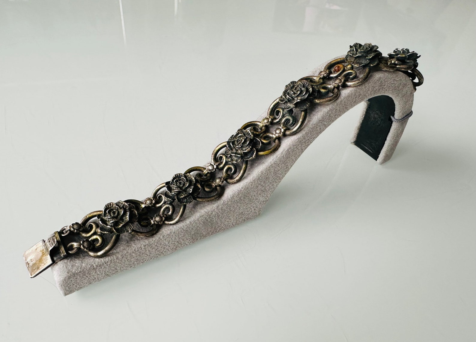 Antique Silver Bracelet Rose Decor Silver 800 B&B Meisterpunze Trachtenschmuck Dirndl Trachten Bracele