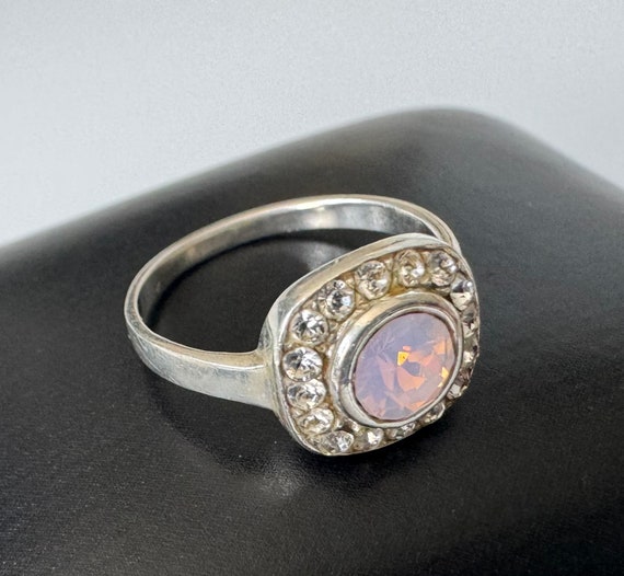 925 Silber Ring mit Rosa und Klaren Strass Steine… - image 8