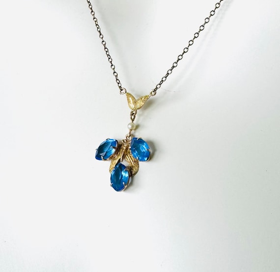 Pendentif Art Nouveau En Or 18 Carats – Serti D’une Pierre Bleue – Ancien, Occasion