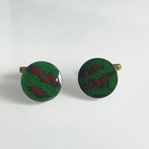 Vintage cufflinks 1950 Pfennig enamel brass!