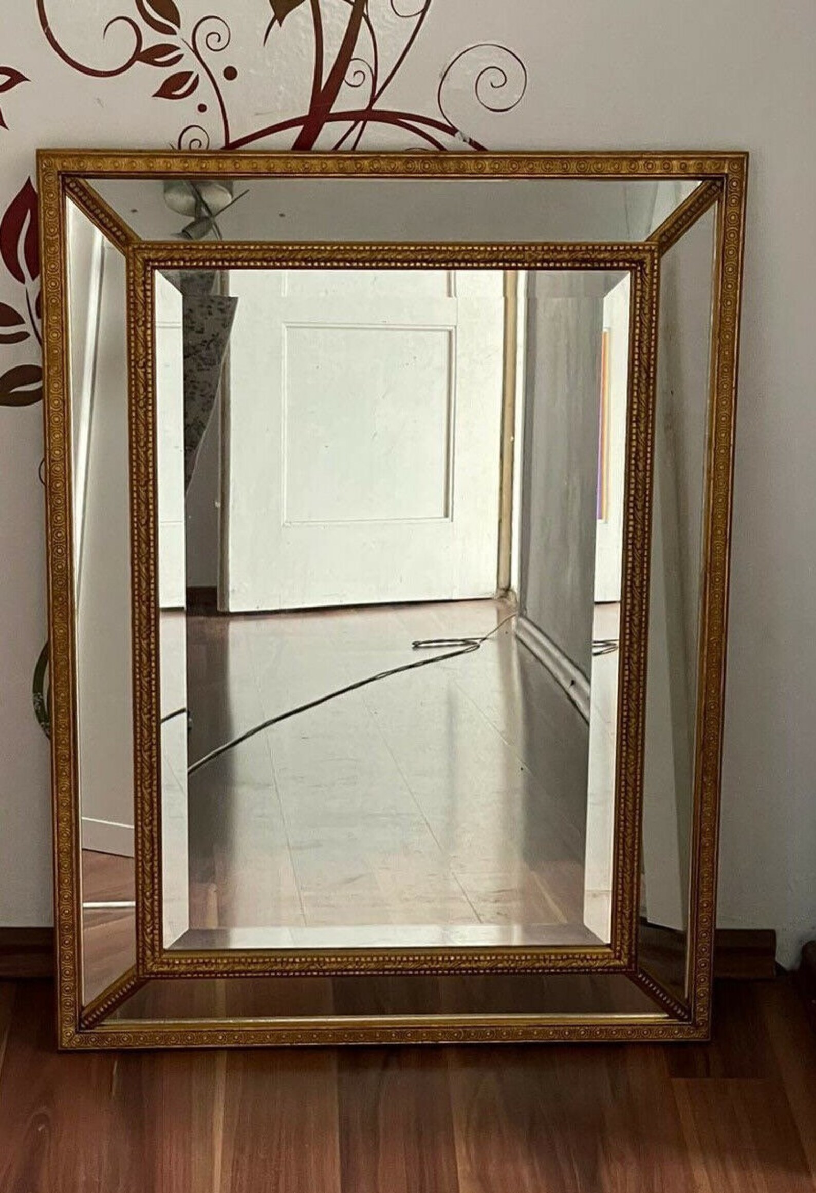 Antiker Spiegel Facettenspiegel im Holzrahmen Wandspiegel Etsy